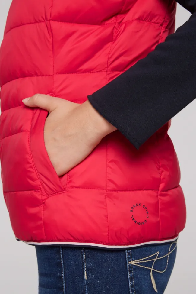 Damen CAMP DAVID & SOCCX Steppweste mit Kapuze im Stehkragen clear red