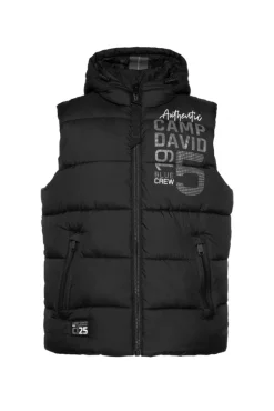Herren CAMP DAVID & SOCCX Steppweste mit Kapuze und Rücken-Print