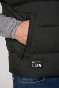 Herren CAMP DAVID & SOCCX Steppweste mit Kapuze und Rücken-Print