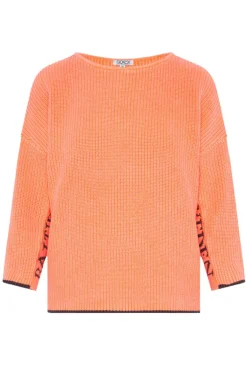 Damen CAMP DAVID & SOCCX Stone Washed Pullover mit Intarsia-Design neon orange | XL