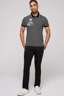 Herren CAMP DAVID & SOCCX Streifen-Polo mit Logo Details