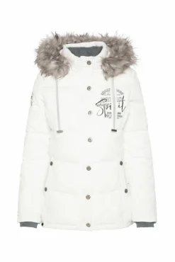 Damen CAMP DAVID & SOCCX Strukturierte Jacke mit Artwork und Fake Fur