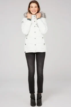 Damen CAMP DAVID & SOCCX Strukturierte Jacke mit Artwork und Fake Fur