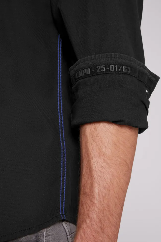 Herren CAMP DAVID & SOCCX Strukturiertes Langarmhemd mit Logo Artworks