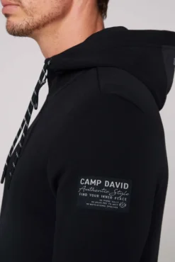 Herren CAMP DAVID & SOCCX Sweatjacke aus Interlock mit Kapuze blue navy