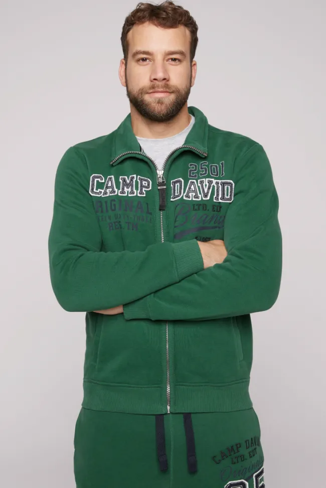 Herren CAMP DAVID & SOCCX Sweatjacke mit Artwork im Retro-Style raw green