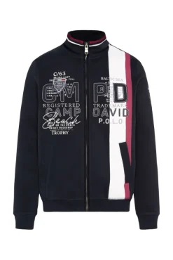 Herren CAMP DAVID & SOCCX Sweatjacke mit Color-Blocking und Artworks blue navy