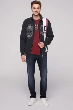 Herren CAMP DAVID & SOCCX Sweatjacke mit Color-Blocking und Artworks blue navy