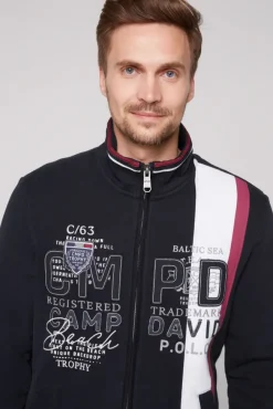 Herren CAMP DAVID & SOCCX Sweatjacke mit Color-Blocking und Artworks blue navy