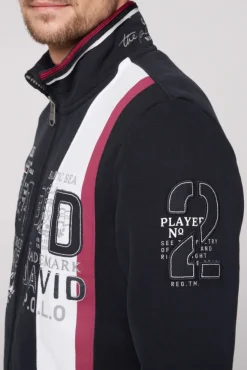 Herren CAMP DAVID & SOCCX Sweatjacke mit Color-Blocking und Artworks blue navy