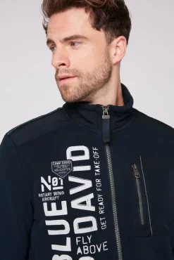 Herren CAMP DAVID & SOCCX Sweatjacke mit tonigen Ripstop-Details blue navy