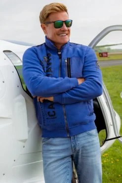Herren CAMP DAVID & SOCCX Sweatjacke mit tonigen Ripstop-Details strong blue