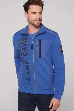 Herren CAMP DAVID & SOCCX Sweatjacke mit tonigen Ripstop-Details strong blue