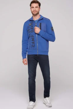Herren CAMP DAVID & SOCCX Sweatjacke mit tonigen Ripstop-Details strong blue