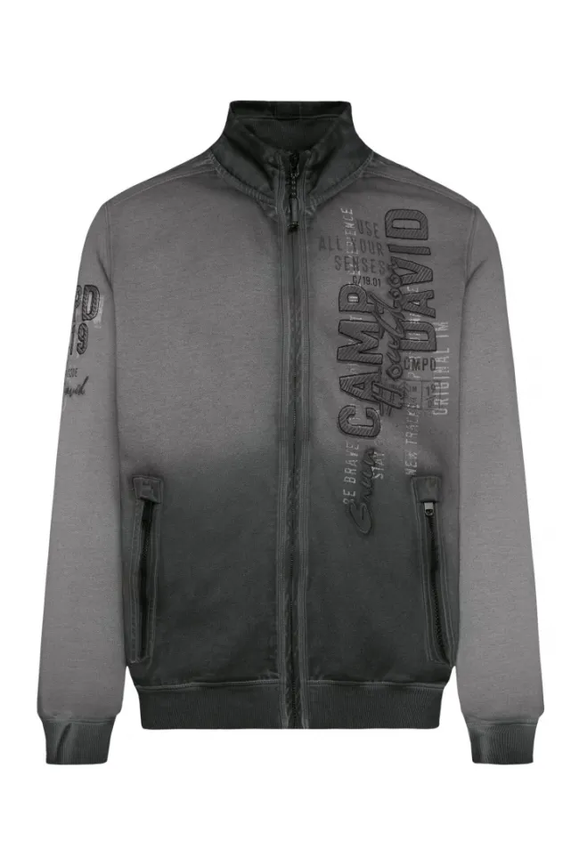 Herren CAMP DAVID & SOCCX Sweatjacke Oil Dyed mit Logo Artworks