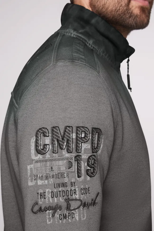 Herren CAMP DAVID & SOCCX Sweatjacke Oil Dyed mit Logo Artworks
