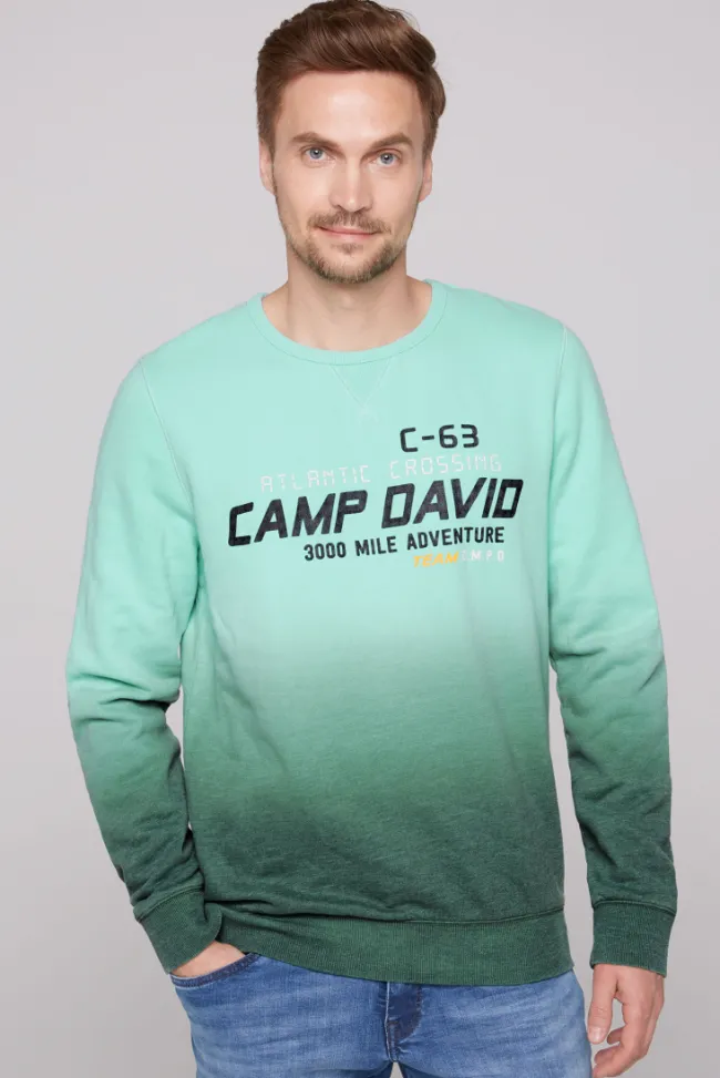 Herren CAMP DAVID & SOCCX Sweatshirt Dip Dye mit Puff-Print flash aqua | 4XL