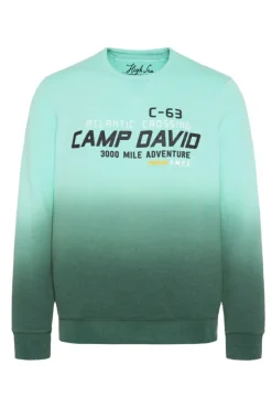 Herren CAMP DAVID & SOCCX Sweatshirt Dip Dye mit Puff-Print flash aqua | 4XL