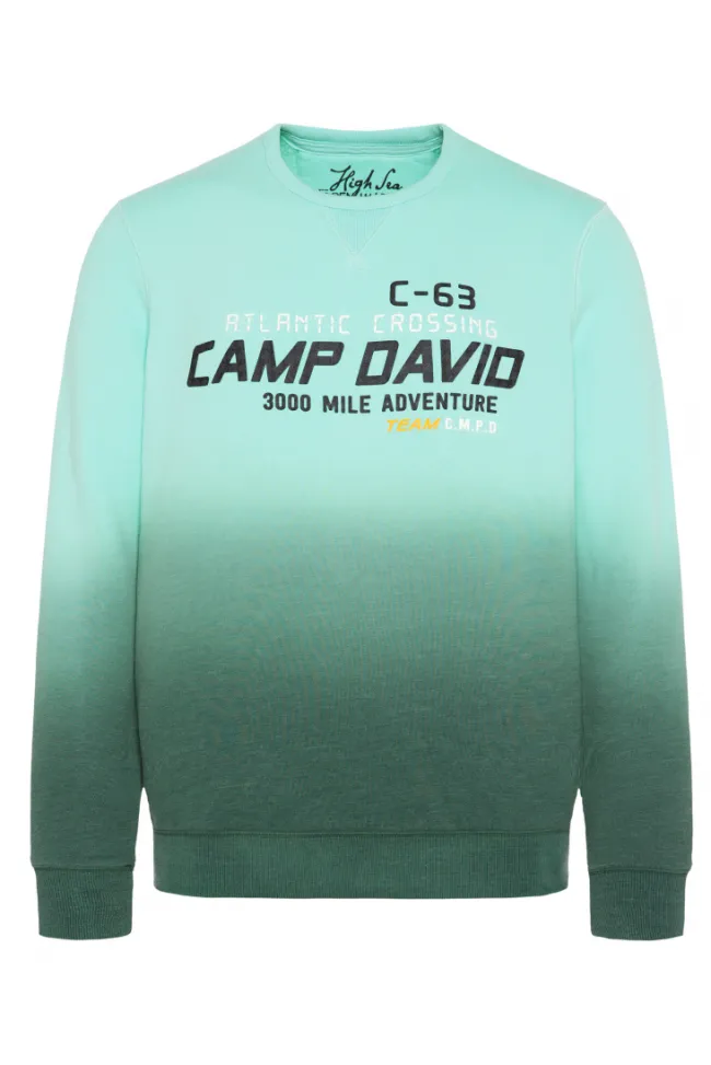 Herren CAMP DAVID & SOCCX Sweatshirt Dip Dye mit Puff-Print flash aqua | 4XL