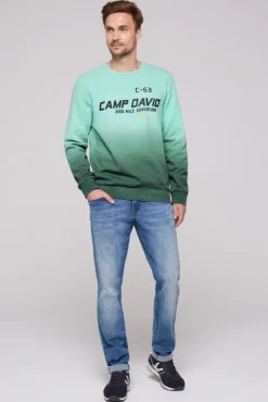 Herren CAMP DAVID & SOCCX Sweatshirt Dip Dye mit Puff-Print flash aqua | 4XL