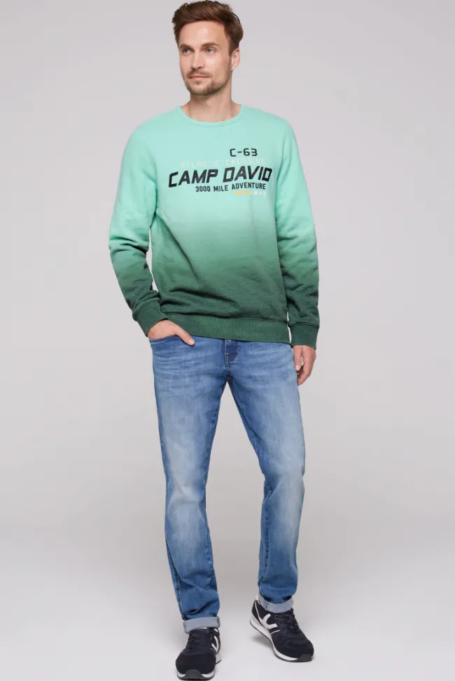 Herren CAMP DAVID & SOCCX Sweatshirt Dip Dye mit Puff-Print flash aqua | 4XL