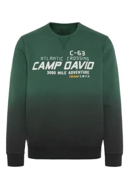 Herren CAMP DAVID & SOCCX Sweatshirt Dip Dye mit Puff-Print dark green