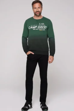 Herren CAMP DAVID & SOCCX Sweatshirt Dip Dye mit Puff-Print dark green