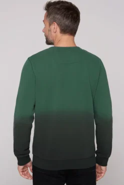 Herren CAMP DAVID & SOCCX Sweatshirt Dip Dye mit Puff-Print dark green