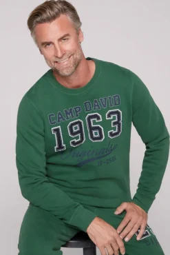 Herren CAMP DAVID & SOCCX Sweatshirt mit Artwork im Retro-Style raw green