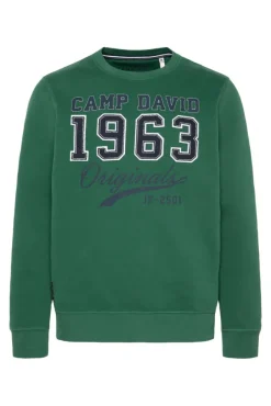Herren CAMP DAVID & SOCCX Sweatshirt mit Artwork im Retro-Style raw green