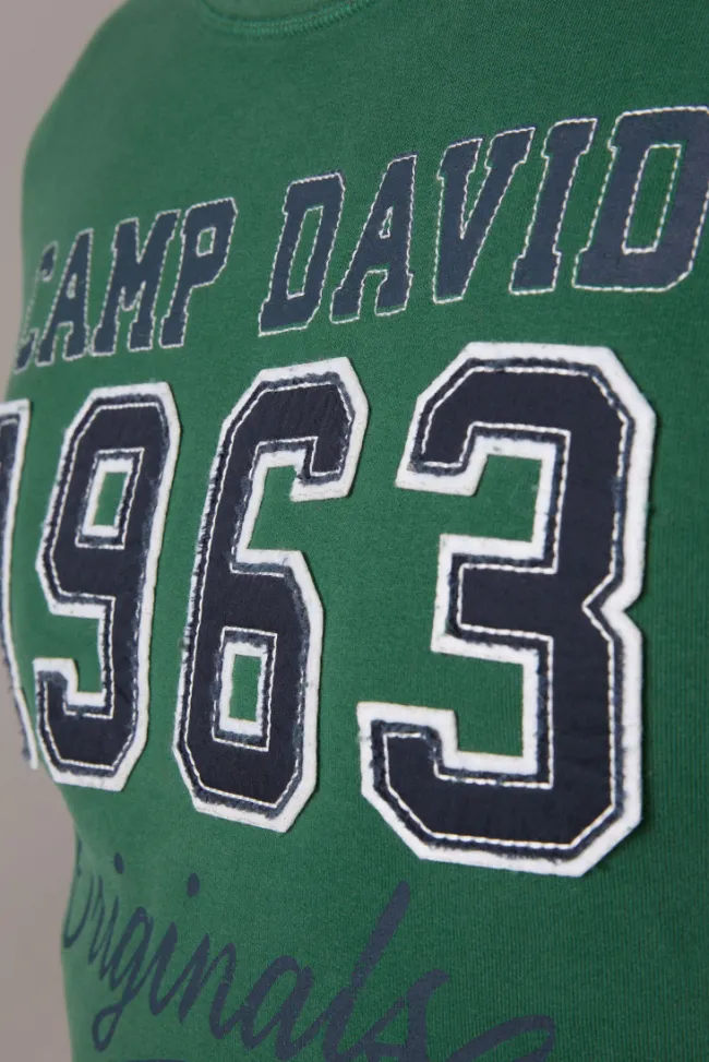Herren CAMP DAVID & SOCCX Sweatshirt mit Artwork im Retro-Style raw green