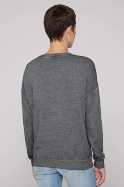 Damen CAMP DAVID & SOCCX Sweatshirt mit Ausbrenner-Effekten und Print blue navy