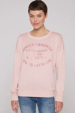 Damen CAMP DAVID & SOCCX Sweatshirt mit Ausbrenner-Effekten und Print rose blush