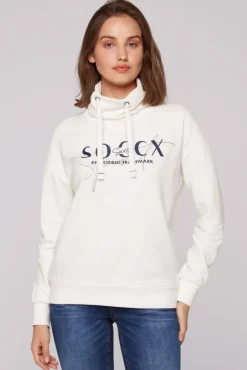 Damen CAMP DAVID & SOCCX Sweatshirt mit hohem Kragen und Logo Print