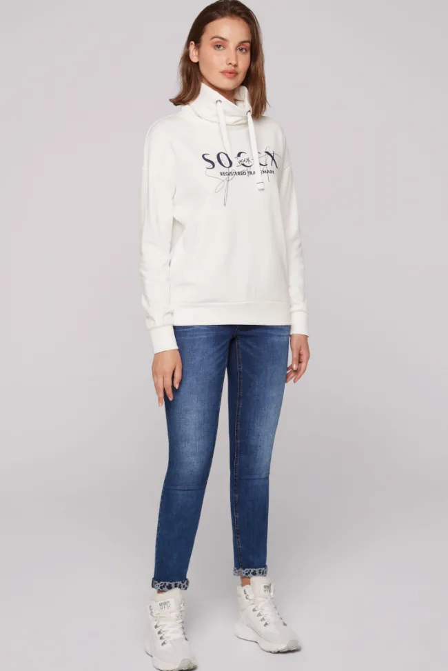 Damen CAMP DAVID & SOCCX Sweatshirt mit hohem Kragen und Logo Print