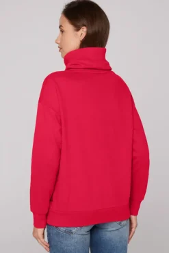 Damen CAMP DAVID & SOCCX Sweatshirt mit hohem Kragen und Logo Print clear red