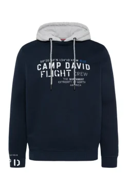 Herren CAMP DAVID & SOCCX Sweatshirt  mit Kontrastkapuze und Logo-Stickereien blue navy