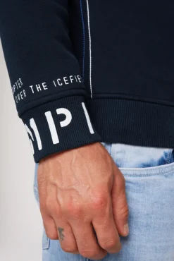 Herren CAMP DAVID & SOCCX Sweatshirt  mit Kontrastkapuze und Logo-Stickereien blue navy
