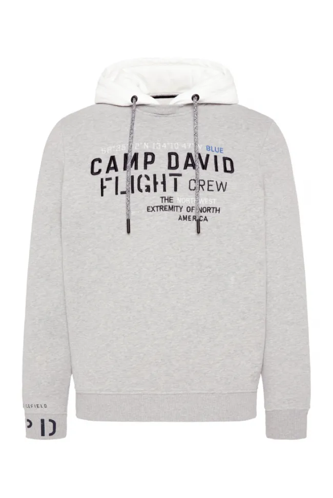 Herren CAMP DAVID & SOCCX Sweatshirt mit Kontrastkapuze und Logo-Stickereien granite melange