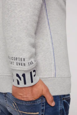 Herren CAMP DAVID & SOCCX Sweatshirt mit Kontrastkapuze und Logo-Stickereien granite melange
