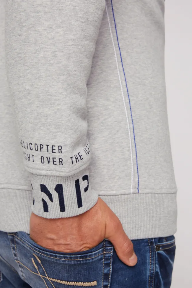 Herren CAMP DAVID & SOCCX Sweatshirt mit Kontrastkapuze und Logo-Stickereien granite melange