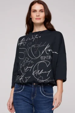 Damen CAMP DAVID & SOCCX Sweatshirt mit 3/4-Ärmeln und Artwork blue navy