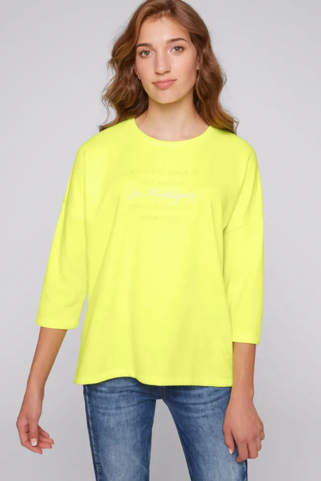 Damen CAMP DAVID & SOCCX Sweatshirt mit tonigen Rubber Prints yellow lime