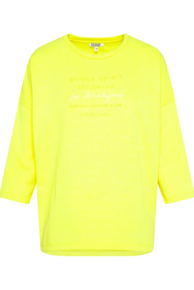 Damen CAMP DAVID & SOCCX Sweatshirt mit tonigen Rubber Prints yellow lime