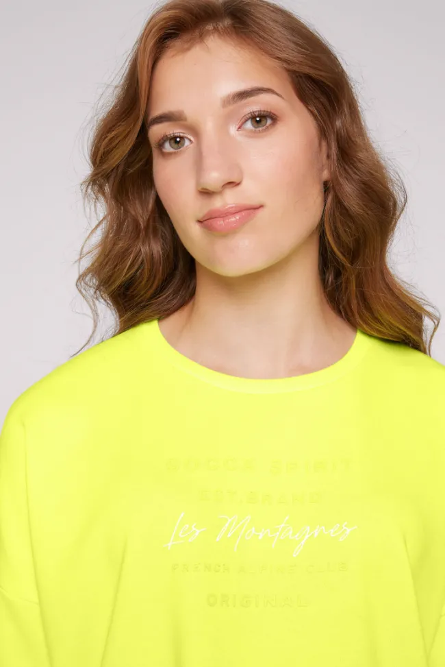 Damen CAMP DAVID & SOCCX Sweatshirt mit tonigen Rubber Prints yellow lime