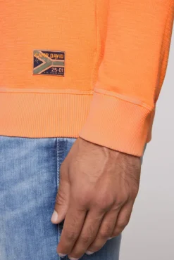 Herren CAMP DAVID & SOCCX Sweatshirt mit Used-Waschung sunrise orange
