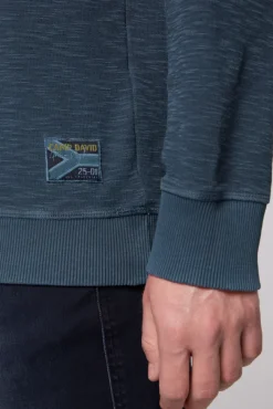 Herren CAMP DAVID & SOCCX Sweatshirt mit Used-Waschung blue navy