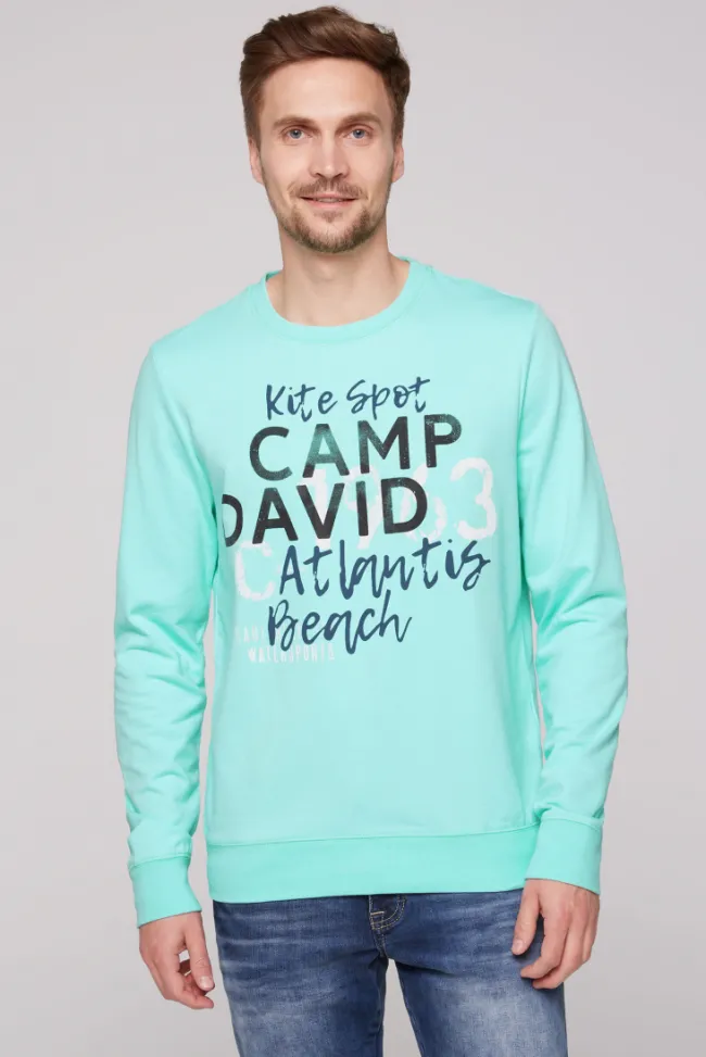 Herren CAMP DAVID & SOCCX Sweatshirt mit Wording Print aqua green | M
