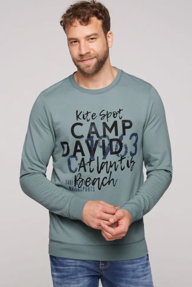 Herren CAMP DAVID & SOCCX Sweatshirt mit Wording Print grey green | S
