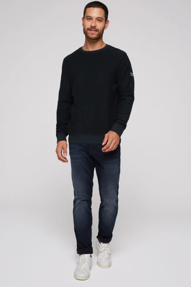 Herren CAMP DAVID & SOCCX Sweatshirt Reversed mit Patch-Print blue navy